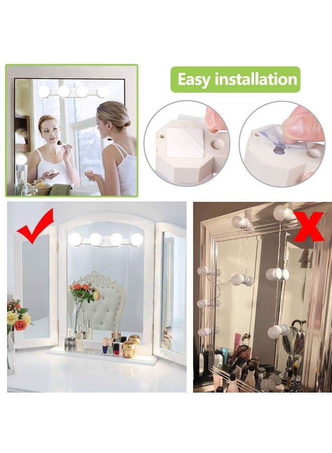 مصابيح مكياج لاسلكية محمولة، مجموعة مصابيح LED لطاولة الزينة على طراز هوليوود قابلة لإعادة الشحن عبر USB، 4 مصابيح قابلة للتعتيم، مصابيح إضاءة متعددة الوظائف تعمل بالبطارية لطاولة الزينة والحمام (بدون مرآة) - Image 5